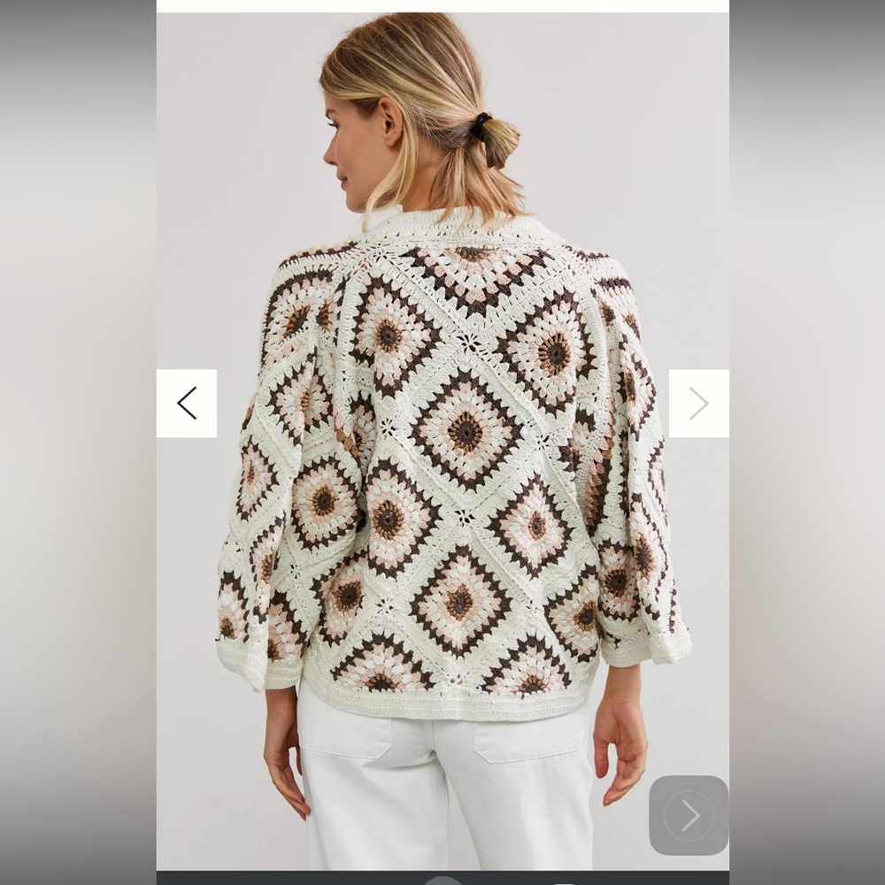 NWT Anthropologie amber crochet cardigan oversized - Picture 2 of 14